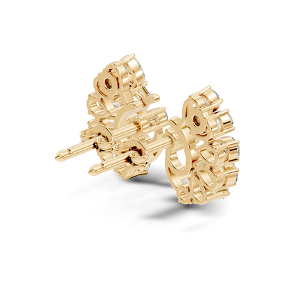 Minimalist Diamond Stud Earrings For Her Pear & Round Design In 14K Solid White Gold