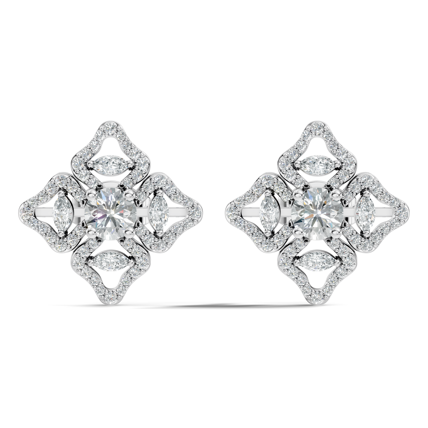 Women's Vintage Round Cluster Lab-Grown Diamond Stud Earrings Colorless Sparkle