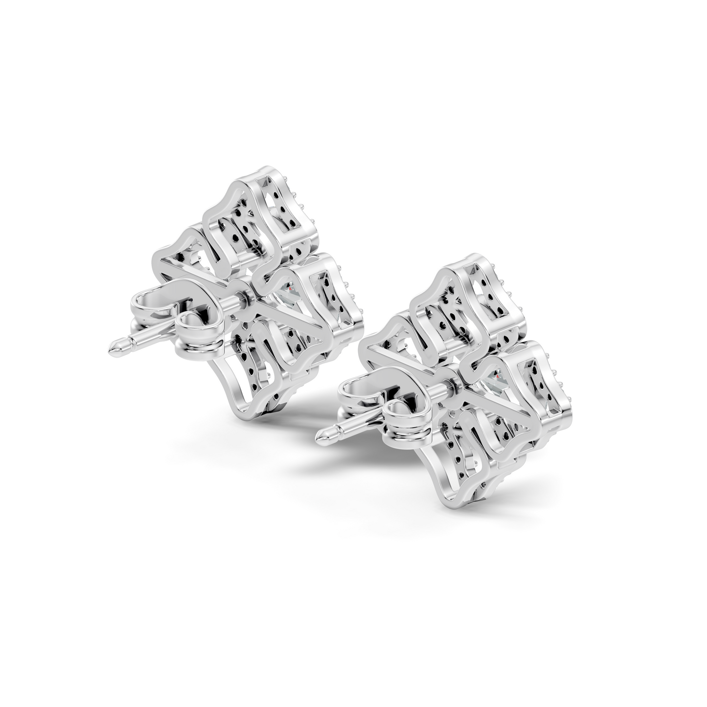 Women's Vintage Round Cluster Lab-Grown Diamond Stud Earrings Colorless Sparkle