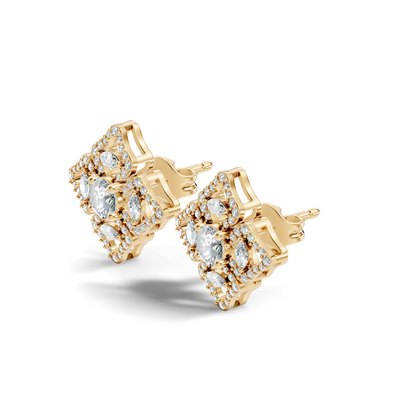 Luxury 3.03 Ct Vintage Lab-Grown Diamond Studs In 14K White Gold Settings