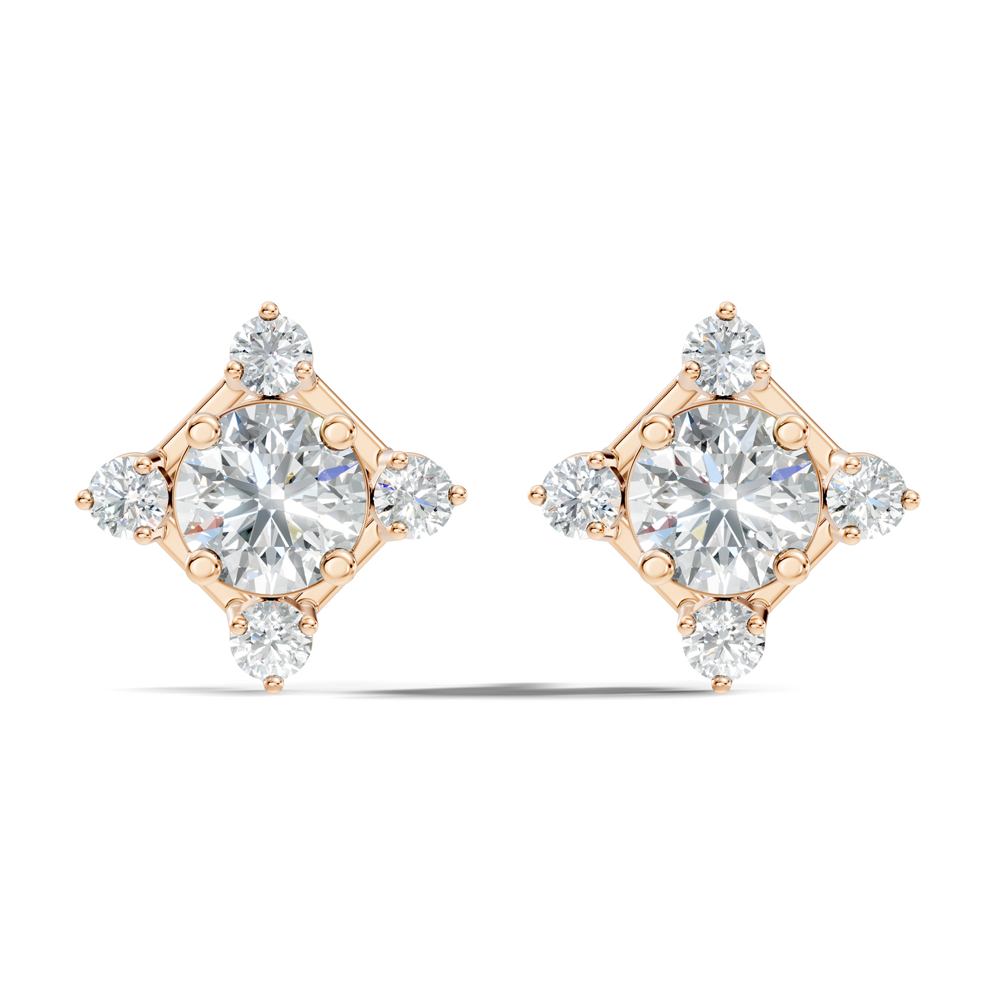 Lab-Grown Round Cut Diamond Stud Earrings In 14K Solid Gold Vintage Style Gift For Her