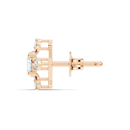 Lab-Grown Round Cut Diamond Stud Earrings In 14K Solid Gold Vintage Style Gift For Her