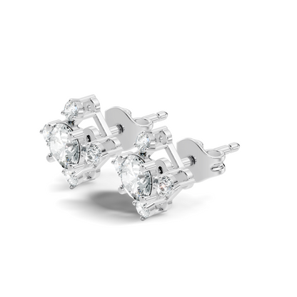 Lab-Grown Round Cut Diamond Stud Earrings In 14K Solid Gold Vintage Style Gift For Her