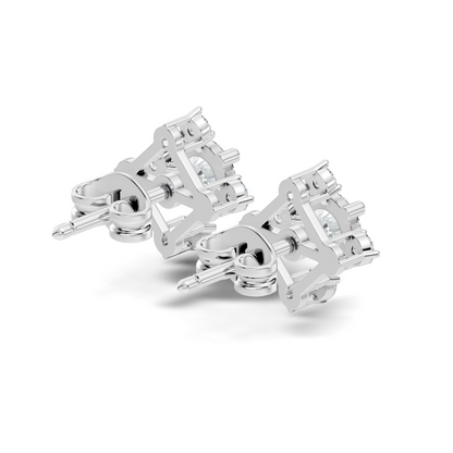 Lab-Grown Round Cut Diamond Stud Earrings In 14K Solid Gold Vintage Style Gift For Her