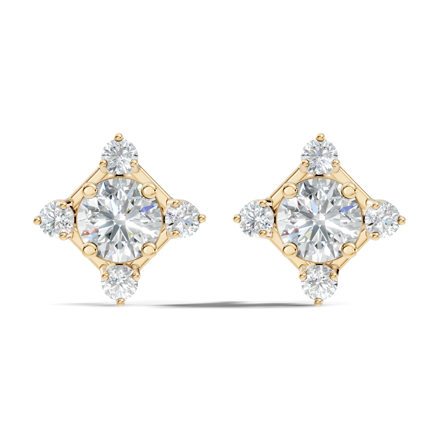 Lab-Grown Round Cut Diamond Stud Earrings In 14K Solid Gold Vintage Style Gift For Her