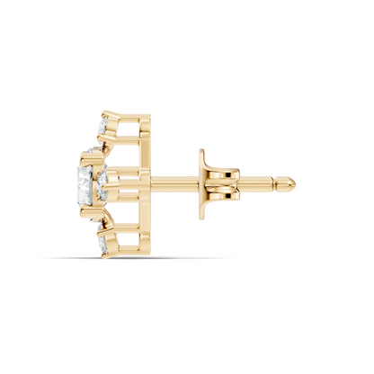 Lab-Grown Round Cut Diamond Stud Earrings In 14K Solid Gold Vintage Style Gift For Her