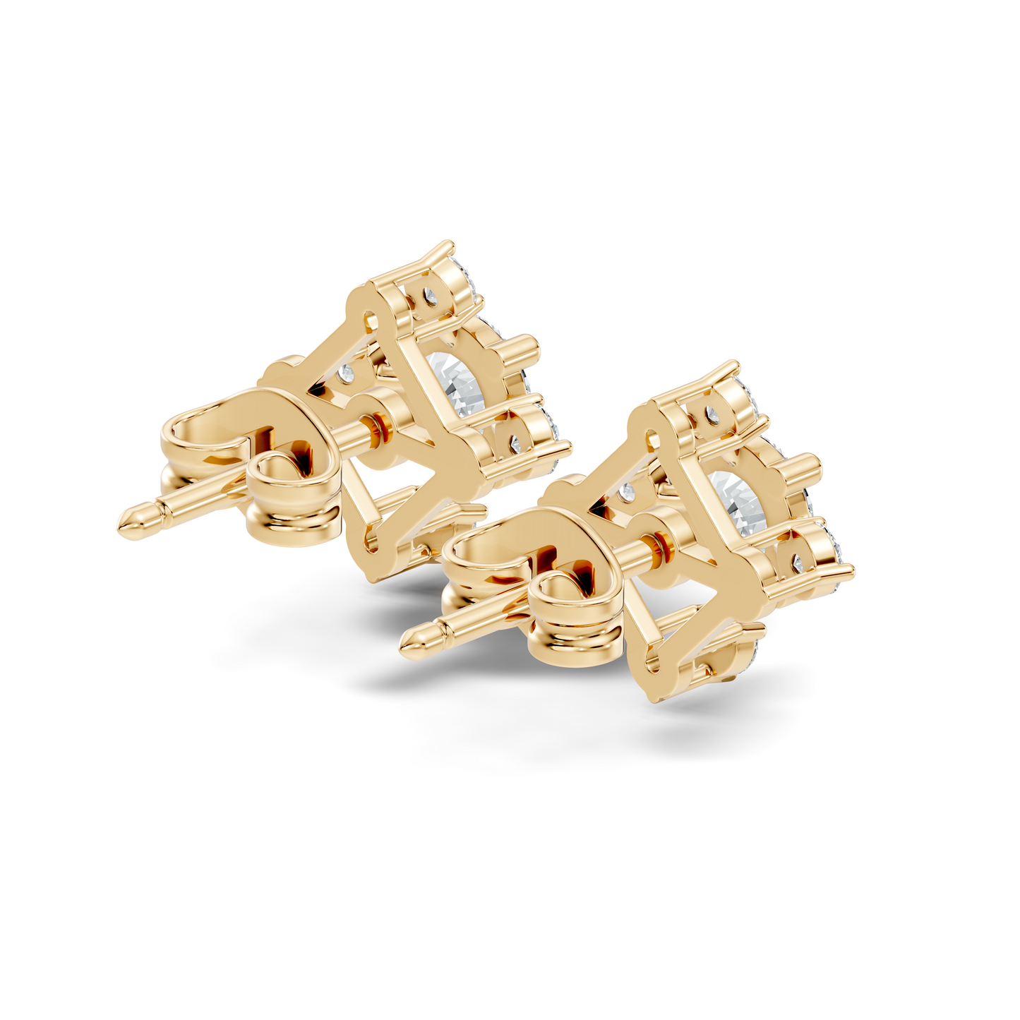 Lab-Grown Round Cut Diamond Stud Earrings In 14K Solid Gold Vintage Style Gift For Her