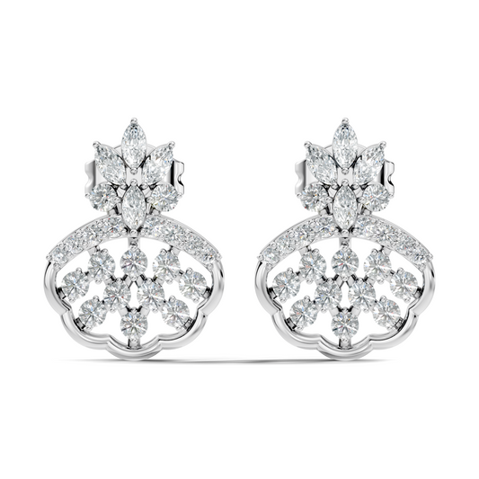 Timeless Minimalist Marquise Diamond Studs In 14K White Gold Perfect Gift for Her