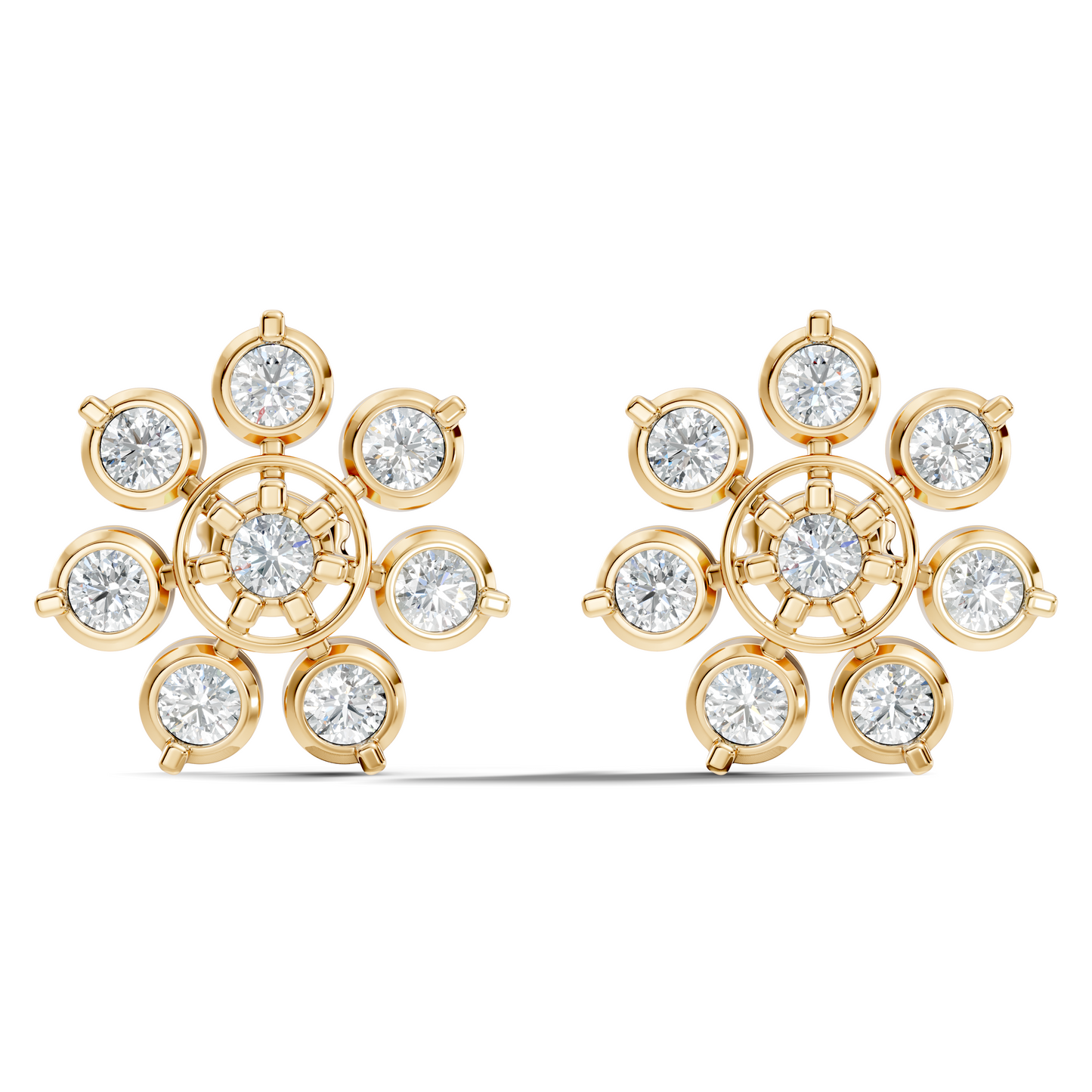Stunning 2.64 Ct Round Diamond Earrings In 14K Solid Yellow Gold Gift Idea For Her
