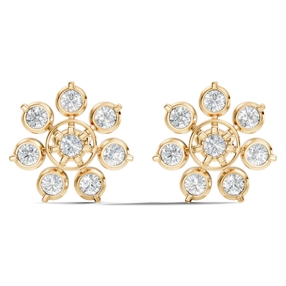 Stunning 2.64 Ct Round Diamond Earrings In 14K Solid Yellow Gold Gift Idea For Her