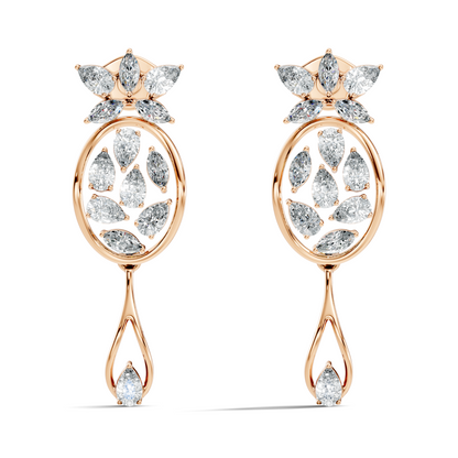 3.96 Ct Pear & Marquise Gold Drop Earrings | Classic Diamond Jewelry in 14K Solid Gold