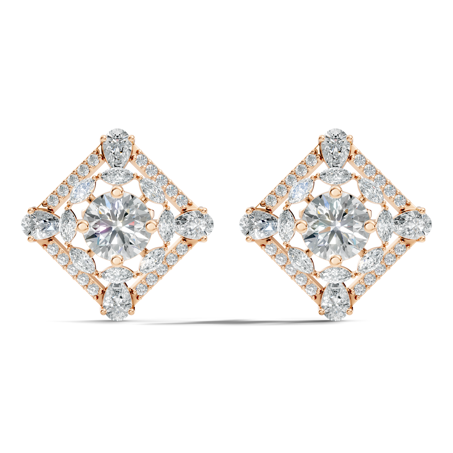 3.78 CT Pear Or Marquise Lab-Grown Diamond Stud Earrings In 14K Solid Gold