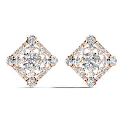 3.78 CT Pear Or Marquise Lab-Grown Diamond Stud Earrings In 14K Solid Gold
