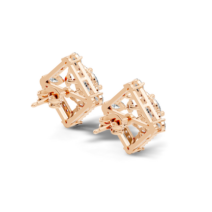 3.78 CT Pear Or Marquise Lab-Grown Diamond Stud Earrings In 14K Solid Gold