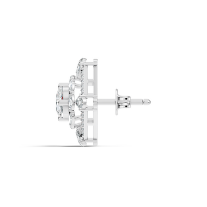 3.78 CT Pear Or Marquise Lab-Grown Diamond Stud Earrings In 14K Solid Gold