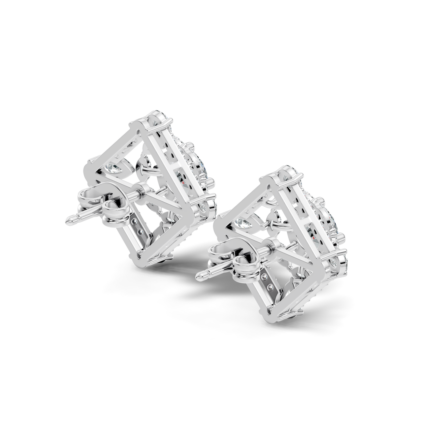 3.78 CT Pear Or Marquise Lab-Grown Diamond Stud Earrings In 14K Solid Gold