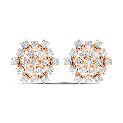 Elegant Vintage Round Diamond  Stud Earrings In 14K Gold Perfect Gift for Her