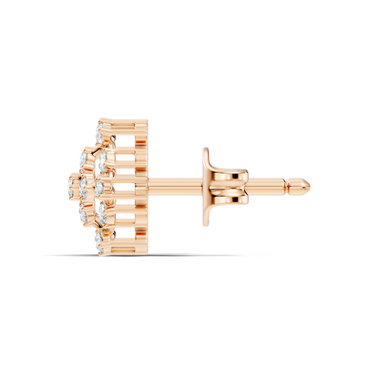 Elegant Vintage Round Diamond  Stud Earrings In 14K Gold Perfect Gift for Her