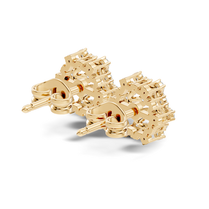 Elegant Vintage Round Diamond  Stud Earrings In 14K Gold Perfect Gift for Her