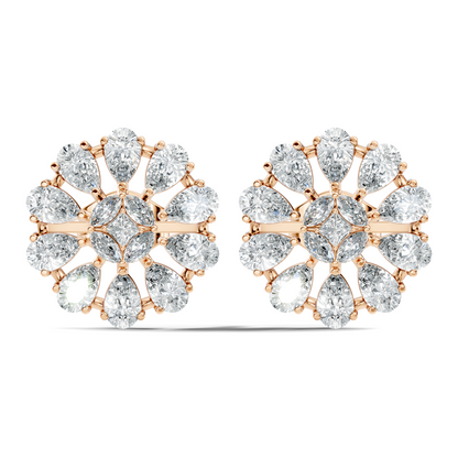 Princess & Pear Cut Colorless Diamond Stud Earrings In 14K White Gold Perfect Gift for Her