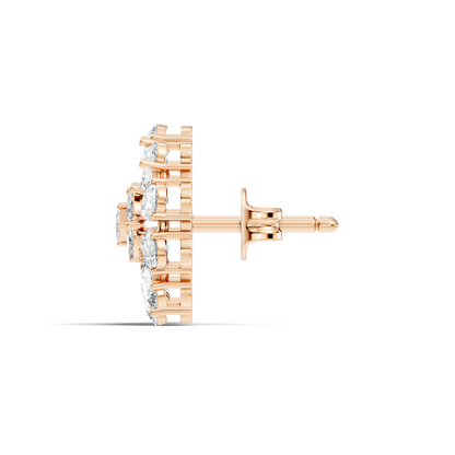 Princess & Pear Cut Colorless Diamond Stud Earrings In 14K White Gold Perfect Gift for Her