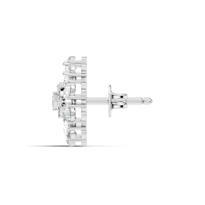 Princess & Pear Cut Colorless Diamond Stud Earrings In 14K White Gold Perfect Gift for Her