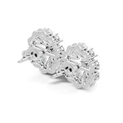 Princess & Pear Cut Colorless Diamond Stud Earrings In 14K White Gold Perfect Gift for Her