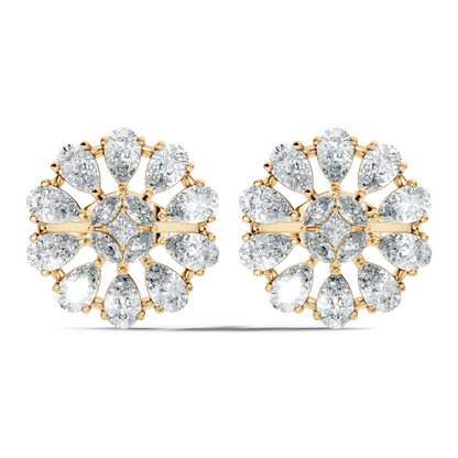Princess & Pear Cut Colorless Diamond Stud Earrings In 14K White Gold Perfect Gift for Her