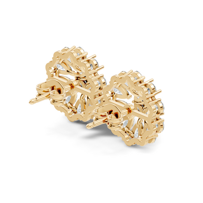 Princess & Pear Cut Colorless Diamond Stud Earrings In 14K White Gold Perfect Gift for Her