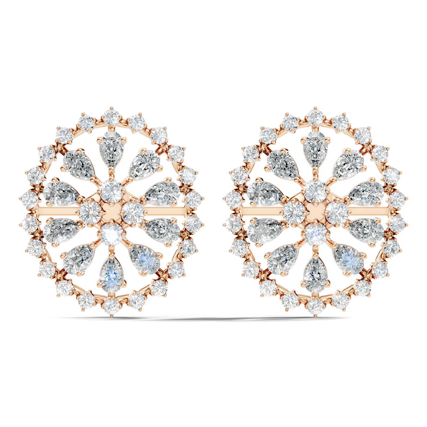 Elegant 5 Ct Pear and Round Lab-Grown Diamond Earrings In 14K  Solid White Gold