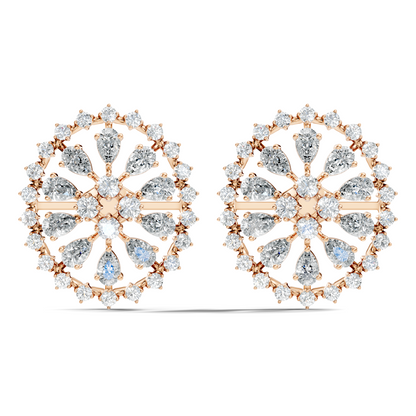 Elegant 5 Ct Pear and Round Lab-Grown Diamond Earrings In 14K  Solid White Gold