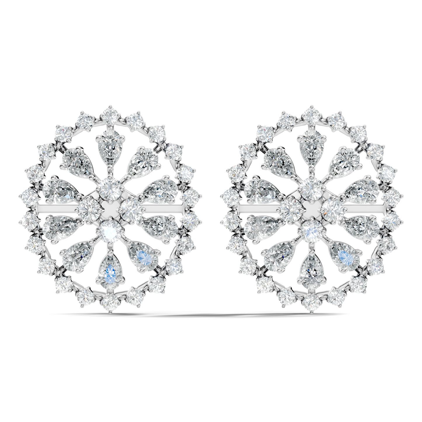 Elegant 5 Ct Pear and Round Lab-Grown Diamond Earrings In 14K  Solid White Gold
