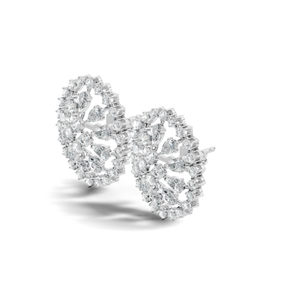 Elegant 5 Ct Pear and Round Lab-Grown Diamond Earrings In 14K  Solid White Gold