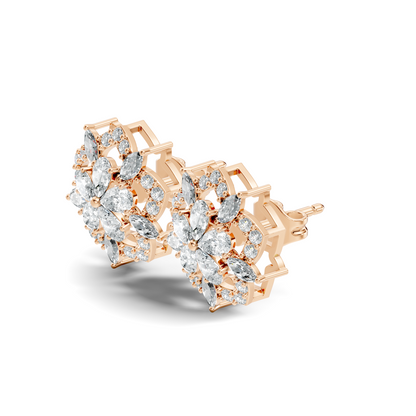 Vintage Round Cut Lab-Grown Diamond Stud Earrings in 18K Solid Yellow Gold