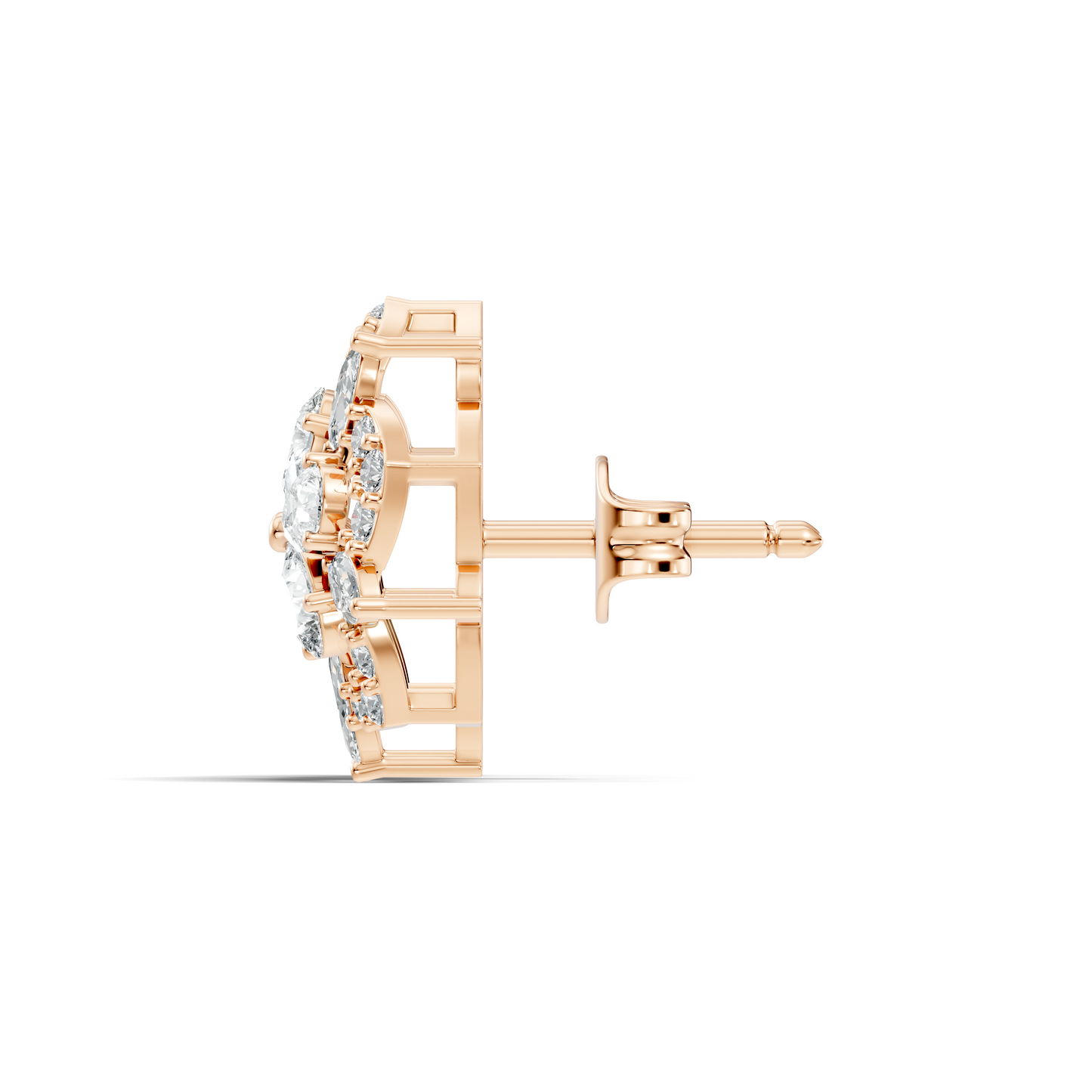 Vintage Round Cut Lab-Grown Diamond Stud Earrings in 18K Solid Yellow Gold