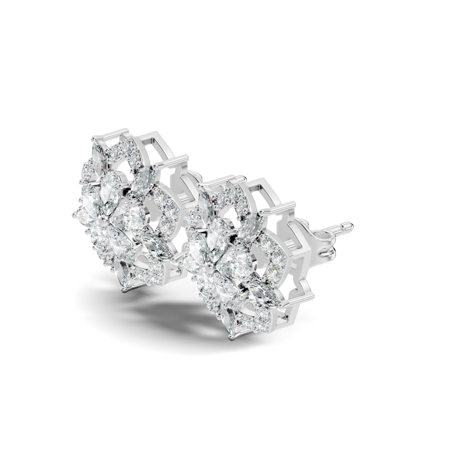 Vintage Round Cut Lab-Grown Diamond Stud Earrings in 18K Solid Yellow Gold