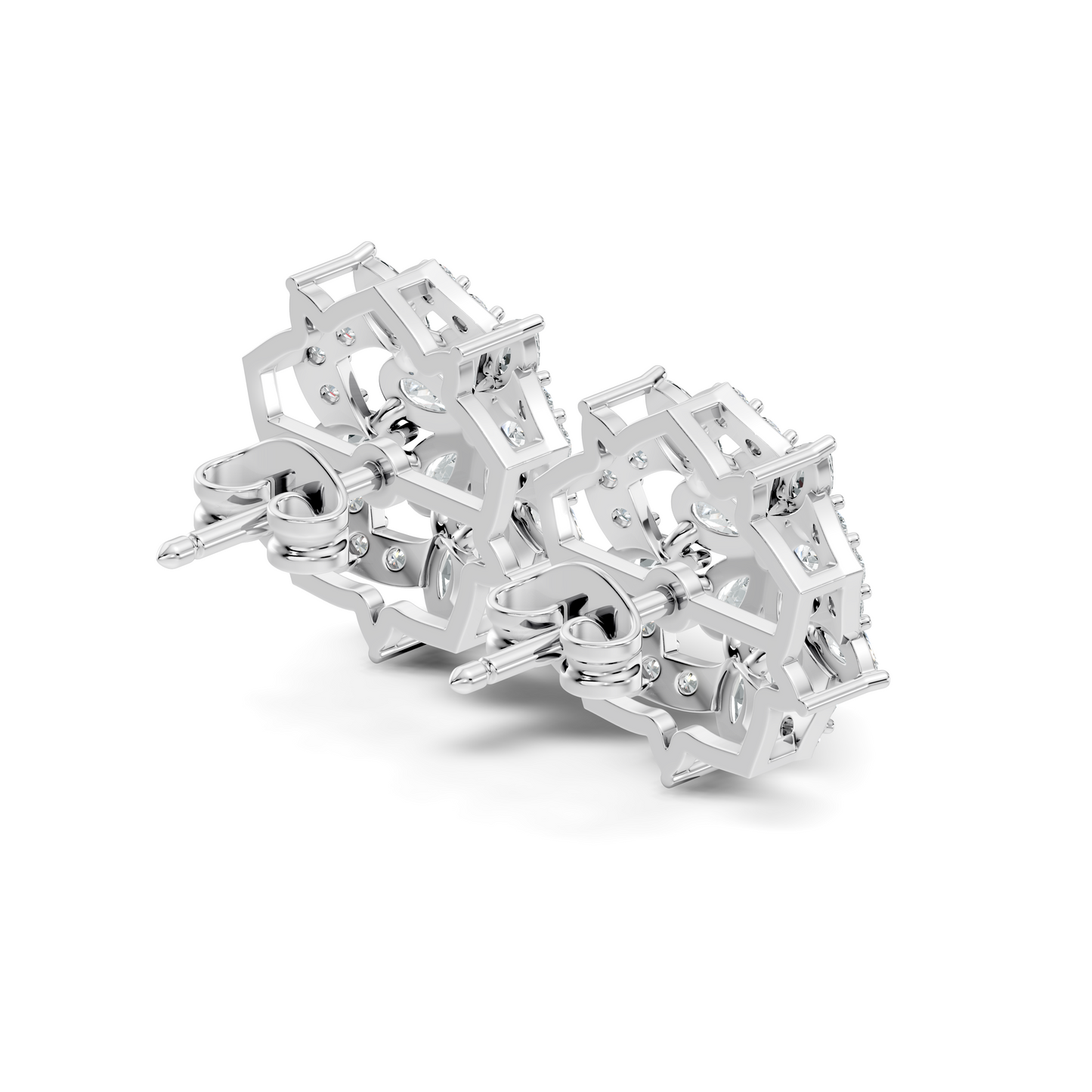 Vintage Round Cut Lab-Grown Diamond Stud Earrings in 18K Solid Yellow Gold