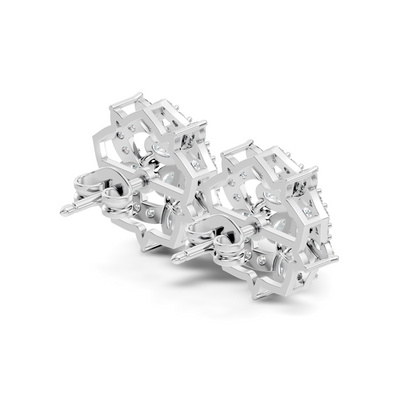 Vintage Round Cut Lab-Grown Diamond Stud Earrings in 18K Solid Yellow Gold