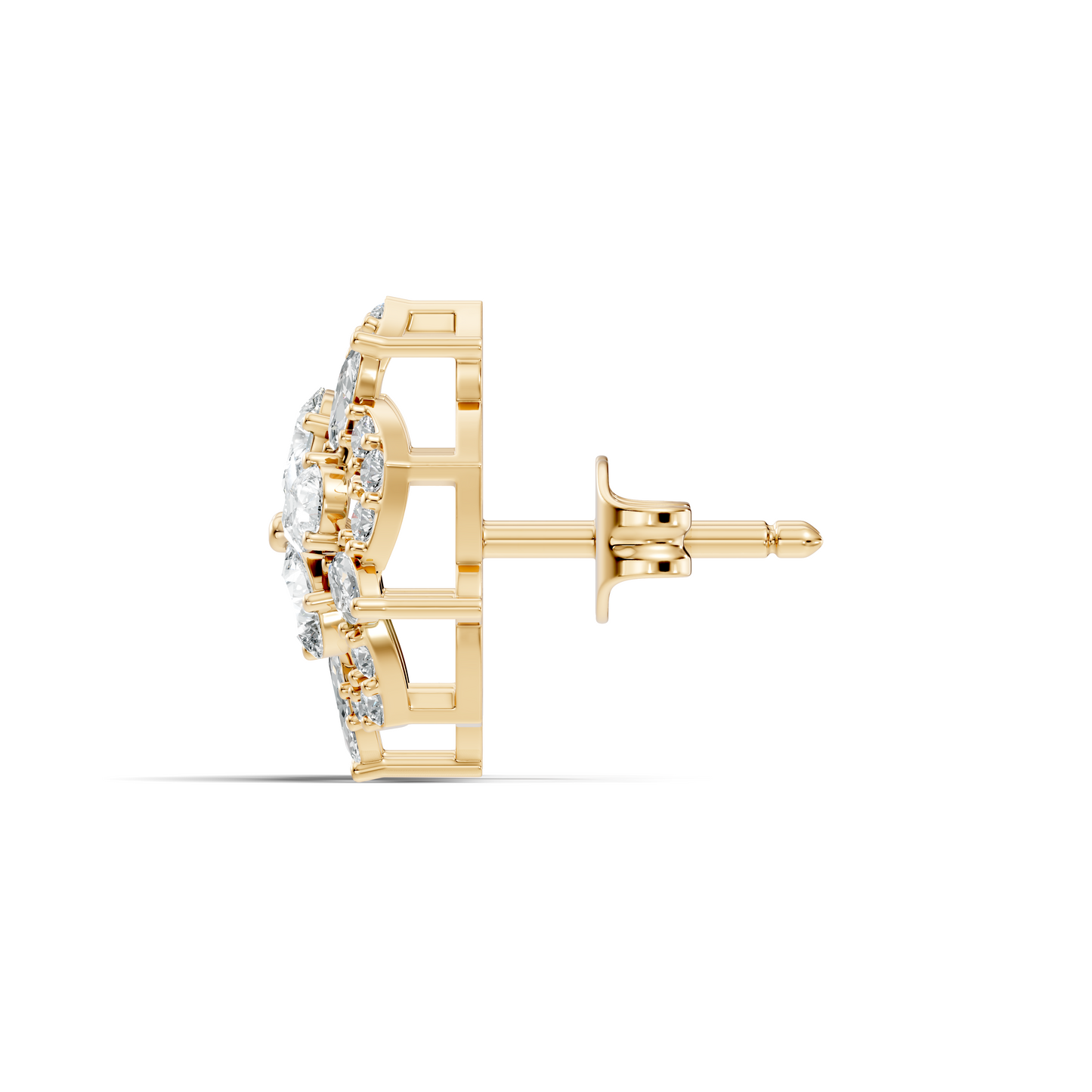 Vintage Round Cut Lab-Grown Diamond Stud Earrings in 18K Solid Yellow Gold