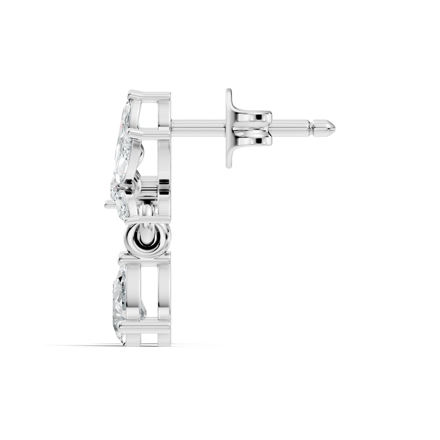 Vintage Marquise And Round Diamond Pear Drop Earring For Her In 14K Solid White Gold