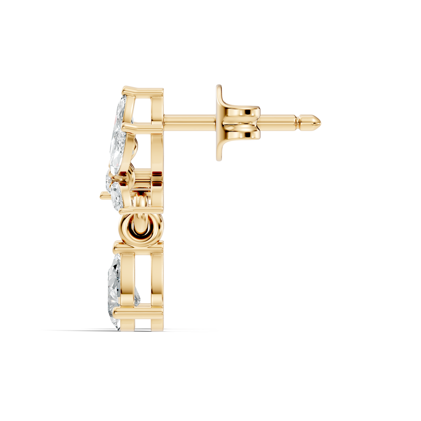 Vintage Marquise And Round Diamond Pear Drop Earring For Her In 14K Solid White Gold