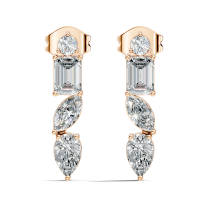 Elegant Minimalist Diamond Drop Earrings Emerald & Pear Multi-Cut Diamond Jewelry For Women
