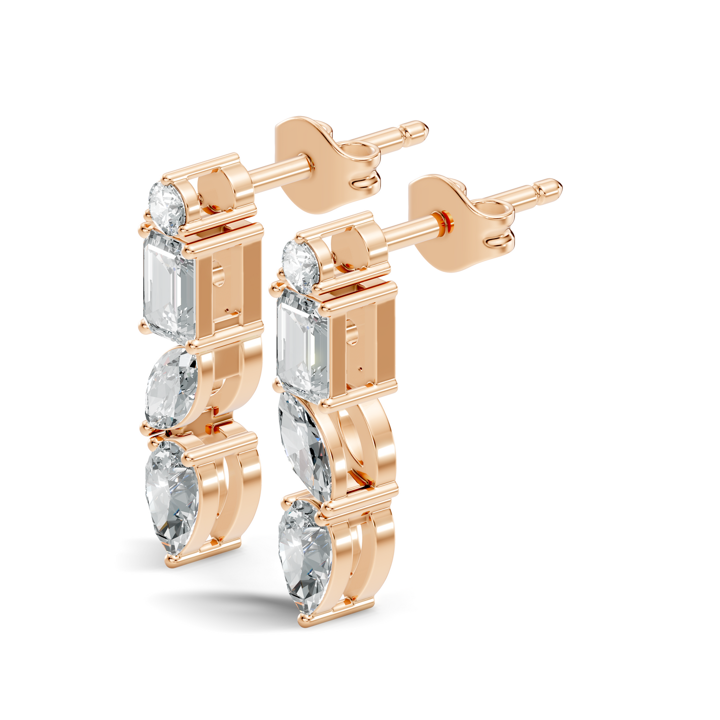 Elegant Minimalist Diamond Drop Earrings Emerald & Pear Multi-Cut Diamond Jewelry For Women