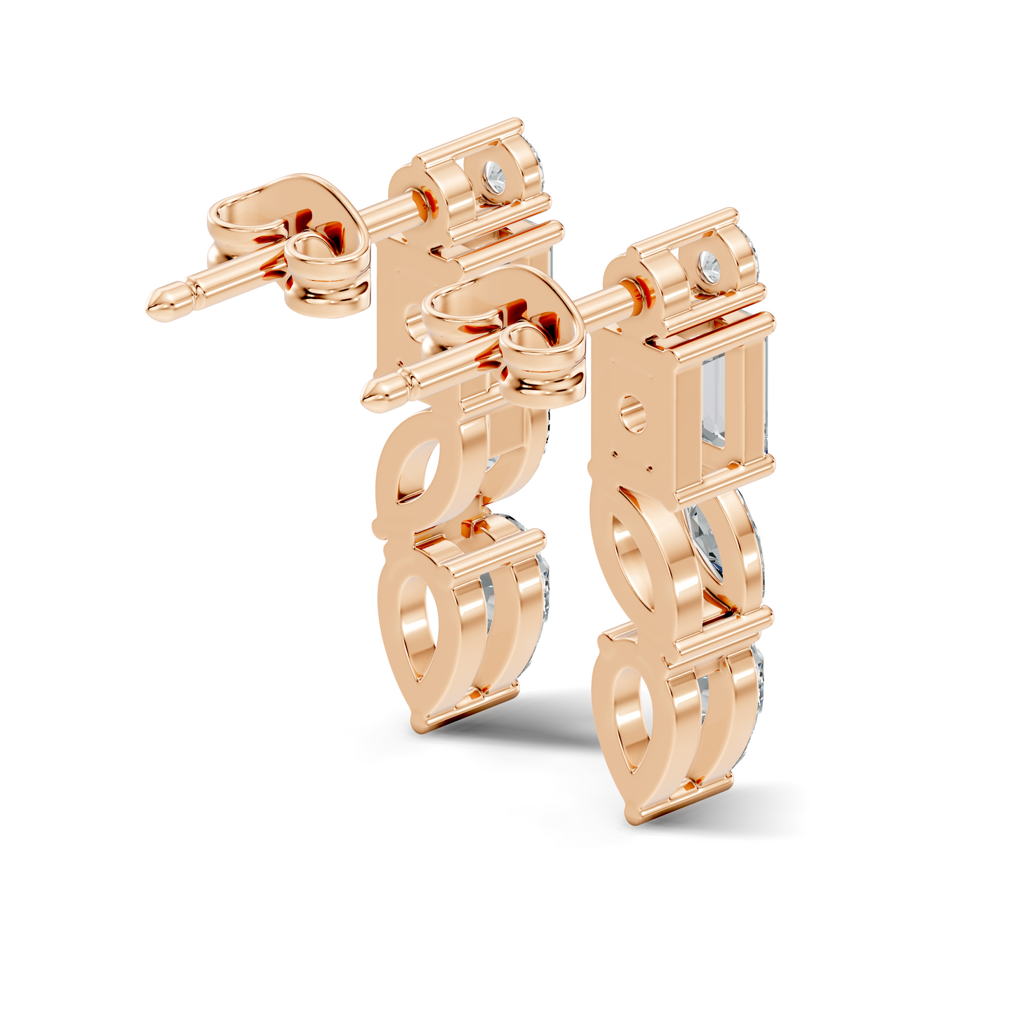 Elegant Minimalist Diamond Drop Earrings Emerald & Pear Multi-Cut Diamond Jewelry For Women