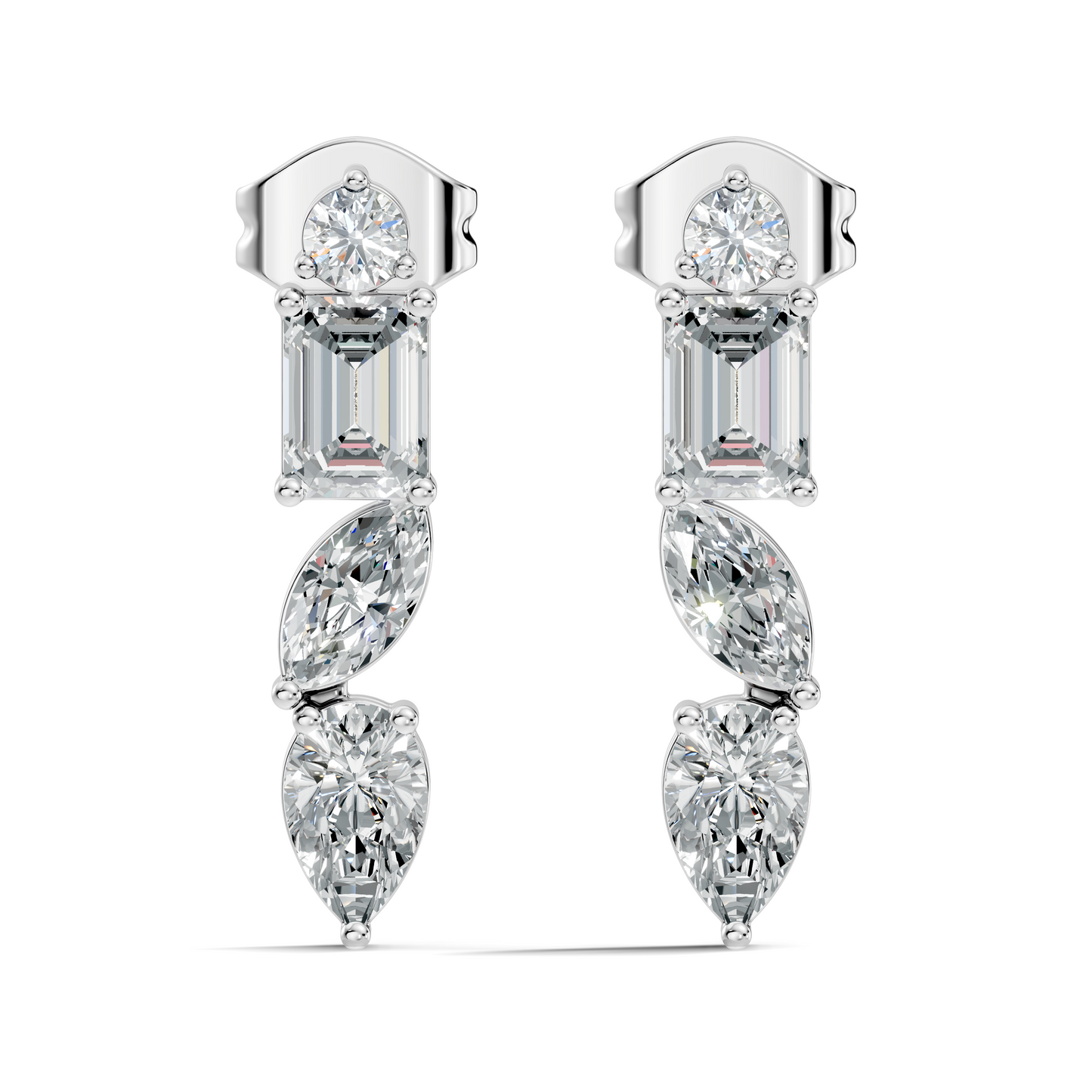 Elegant Minimalist Diamond Drop Earrings Emerald & Pear Multi-Cut Diamond Jewelry For Women