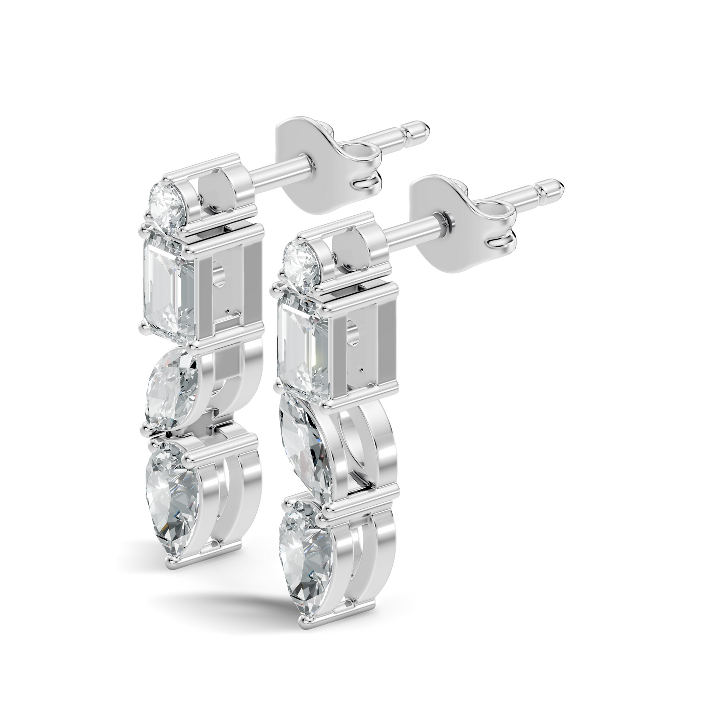 Elegant Minimalist Diamond Drop Earrings Emerald & Pear Multi-Cut Diamond Jewelry For Women