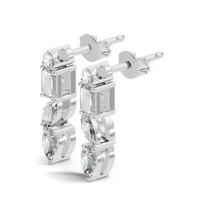 Elegant Minimalist Diamond Drop Earrings Emerald & Pear Multi-Cut Diamond Jewelry For Women