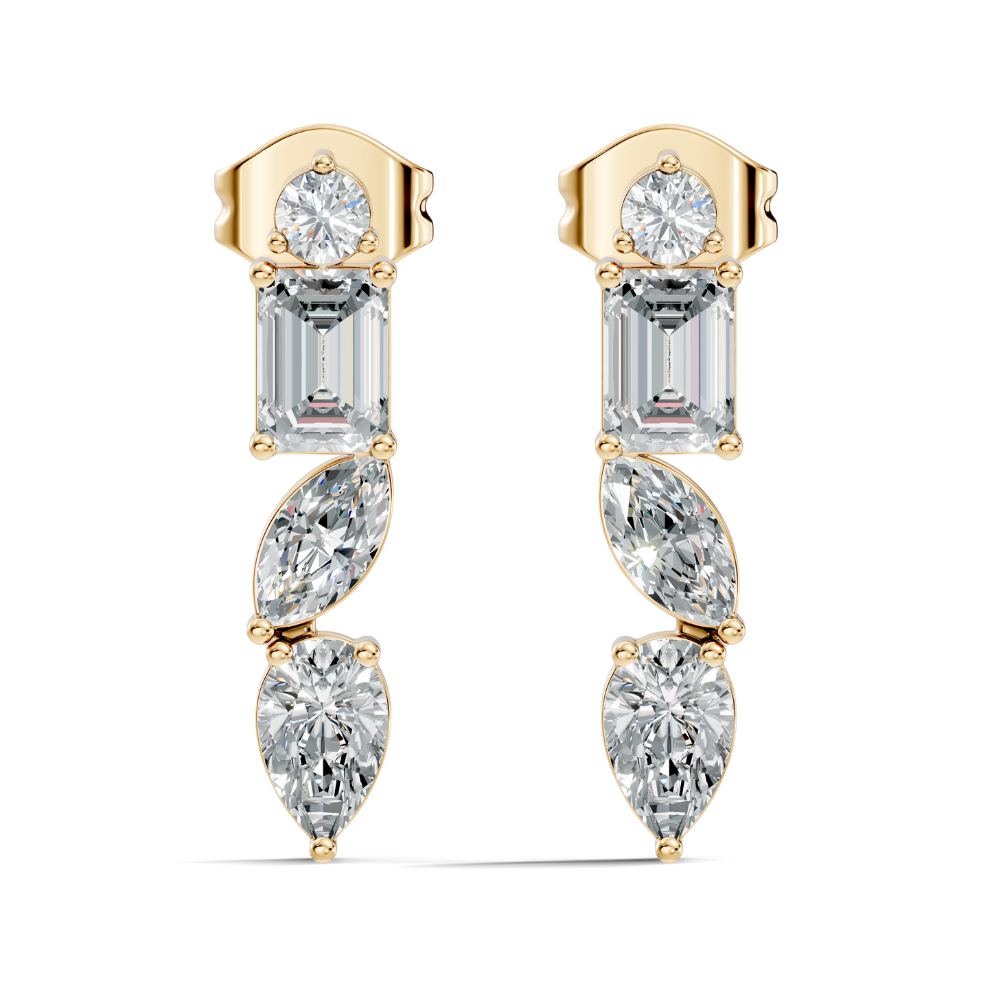 Elegant Minimalist Diamond Drop Earrings Emerald & Pear Multi-Cut Diamond Jewelry For Women