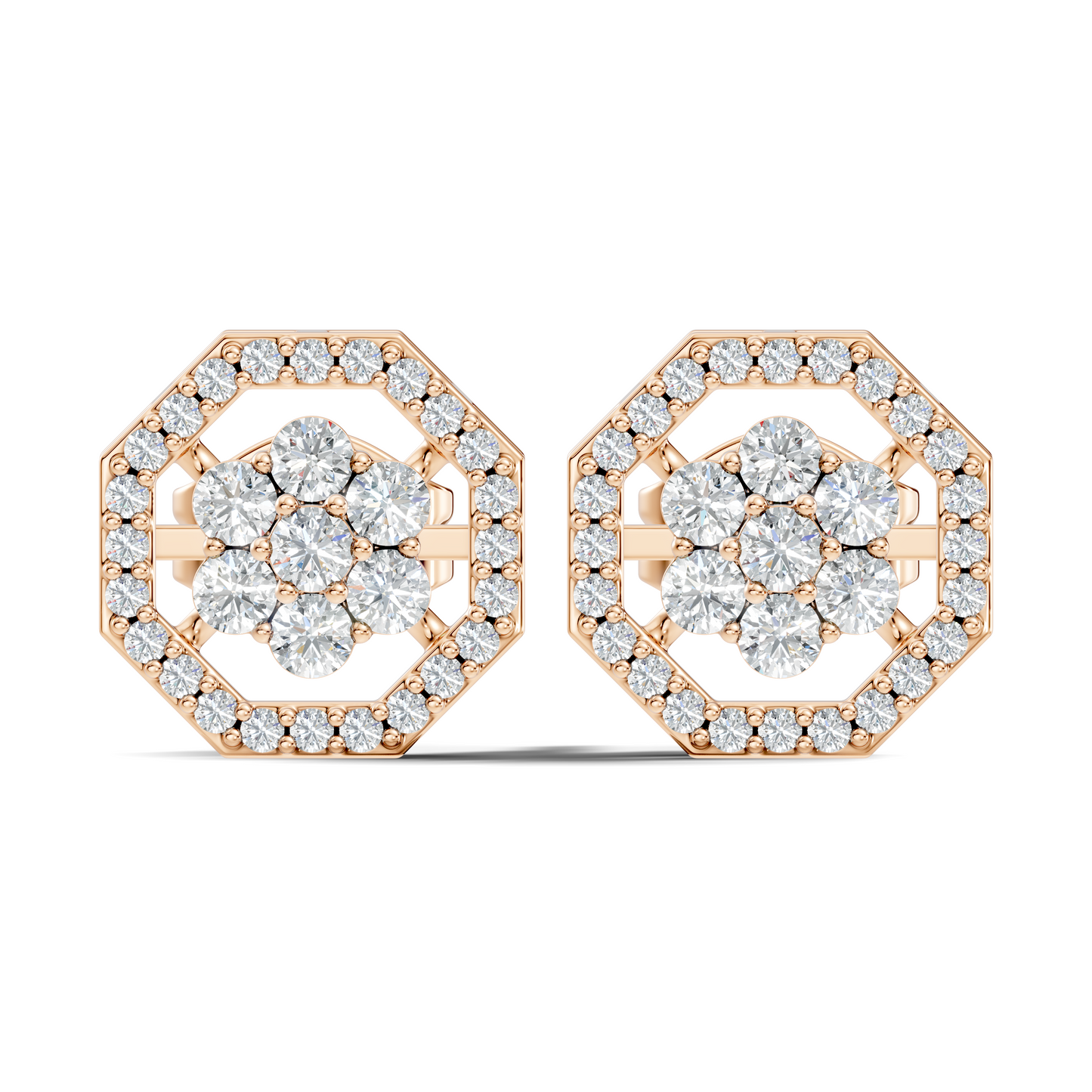 Sparkling 14K White Gold Round Diamond Studs For Her Colorless & Affordable