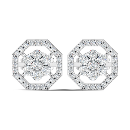 Sparkling 14K White Gold Round Diamond Studs For Her Colorless & Affordable